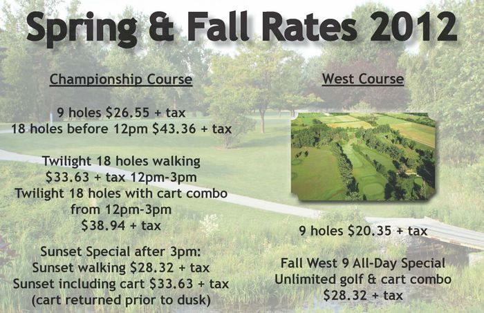 2012 Spring and Fall Rates
